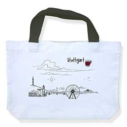 die stadtmeister Einkaufstasche Skyline Stuttgart - als Geschenk für Suttgarter & Fans der Schwabenmetropole oder als Stuttgart Souvenir von die stadtmeister