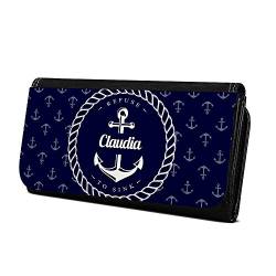 Geldbörse mit Namen Claudia - Design Anker - Brieftasche, Geldbeutel, Portemonnaie, personalisiert für Damen und Herren von digital print
