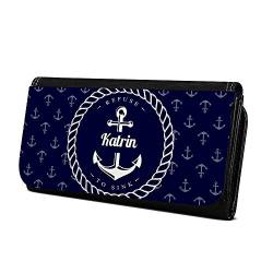 Geldbörse mit Namen Katrin - Design Anker - Brieftasche, Geldbeutel, Portemonnaie, personalisiert für Damen und Herren von digital print