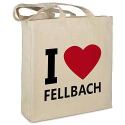 Stofftasche mit Stadt/Ort "Fellbach " - Motiv I Love - Farbe beige - Stoffbeutel, Jutebeutel, Einkaufstasche, Beutel von digital print