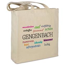 Stofftasche mit Stadt/Ort "Gengenbach " - Motiv Positive Eigenschaften - Farbe beige - Stoffbeutel, Jutebeutel, Einkaufstasche, Beutel von digital print