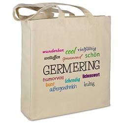 Stofftasche mit Stadt/Ort "Germering " - Motiv Positive Eigenschaften - Farbe beige - Stoffbeutel, Jutebeutel, Einkaufstasche, Beutel von digital print