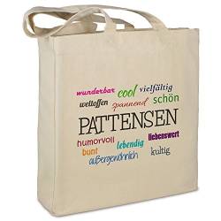 Stofftasche mit Stadt/Ort "Pattensen " - Motiv Positive Eigenschaften - Farbe beige - Stoffbeutel, Jutebeutel, Einkaufstasche, Beutel von digital print