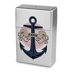 Zigarettenbox mit Namen Karin - Personalisierte Hülle mit Design Anker - Zigarettenetui, Zigarettenschachtel, Kunststoffbox von digital print