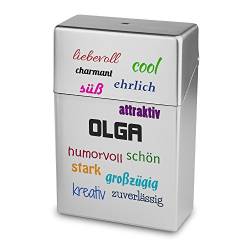 Zigarettenbox mit Namen Olga - Personalisierte Hülle mit Design Positive Eigenschaften - Zigarettenetui, Zigarettenschachtel, Kunststoffbox von digital print