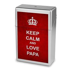 Zigarettenbox mit Namen Papa - Personalisierte Hülle mit Design Keep Calm - Zigarettenetui, Zigarettenschachtel, Kunststoffbox von digital print