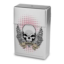 Zigarettenbox mit Namen Sandra - Personalisierte Hülle mit Design Totenkopf - Zigarettenetui, Zigarettenschachtel, Kunststoffbox von digital print