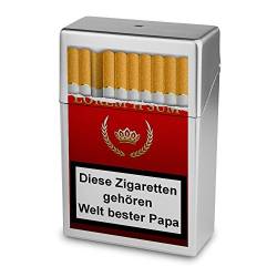 Zigarettenbox mit Namen Welt Bester Papa - Personalisierte Hülle mit Design Zigarettenbox - Zigarettenetui, Zigarettenschachtel, Kunststoffbox von digital print
