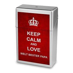Zigarettenbox mit Namen Welt bester Papa - Personalisierte Hülle mit Design Keep Calm - Zigarettenetui, Zigarettenschachtel, Kunststoffbox von digital print