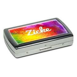 Zigarettenetui mit Namen Zicke - Edle Chrom-Metallbox mit Design Color Paint - Zigarettenbox, Zigarettenschachtel, Metallbox von digital print