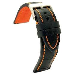 diloy Uhrenarmband aus Leder Ref 395 Schwarz Und Orange 20mm von diloy