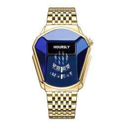 dirocoro Herren Armbanduhr Einzigartiges Design mit Edelstahl Band Geschäft Lässig Uhren Transparentes Zifferblat Multifunktionale Sportliche Herren Armbanduhren Blaues Gold von dirocoro