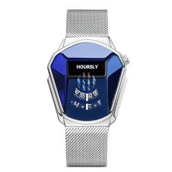 dirocoro Herren Armbanduhr Einzigartiges Design mit Edelstahl Band Geschäft Lässig Uhren Transparentes Zifferblat Multifunktionale Sportliche Herren Armbanduhren Weiß Blau A von dirocoro