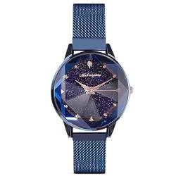 dirocoro Uhren Damen Analog Quarz Armbanduhr mit Edelstahlarmband Mode Sternenklarer Zifferblatt Armbanduhr Minimalistisch Uhren für Damen Frauen Mädchen Blau von dirocoro