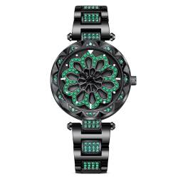 dirocoro Uhren Damen Analog Quarz Armbanduhr mit Edelstahlarmband Sternenklarer Mode Skelett-Zifferblatt Gravur Uhren für Frauen Mädchen Lässig Damenuhren von dirocoro