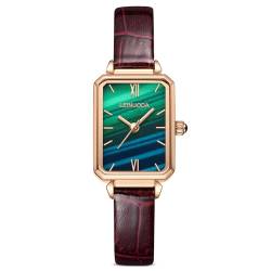 dirocoro Uhren Damen Mode Quadratisches Grünes Zifferblatt Armbanduhr Klassisch Lässig Klein Leichte Dünn Uhren für Frauen Mädchen Uhren von dirocoro