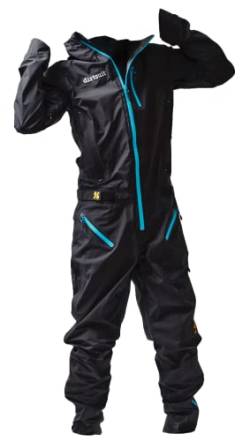 dirtlej dirtsuit prime edition schwarz/blau, leichter, atmungsaktiver Regenanzug für Radfahrer für kühlere Regentage, Lufteinlässe zur Kühlung, Stretch, Schutz vor Wind und Wetter (XS) von dirtlej