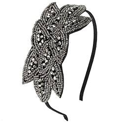 Damen Haarreif 1920s Gatsby Kostüm 20er Jahre Stirnband mit Pailletten Perle Blumenblatt Blitzend Retro Vintage Flapper Haarband Kopfband (Silber) von discoball