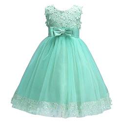 Discoball Mädchen Kleid Tüll Blumenmädchenkleider für Party Brautjungfer Hochzeit, #Grün, 3-4 Jahre von discoball