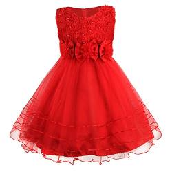 discoball Mädchen Prinzessin Kleid Rose Blume Fliege Partykleid Tüll Hochzeitskleid Brautjungfer Taufe Elegantes formelles Kleid für Mädchen von discoball