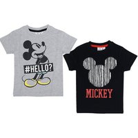 Disney Mickey Mouse T-Shirt 2x MICKEY MOUSE T-Shirt Jungen Doppelpack grau + schwarz Jungenshirt Kinder Größen 92 104 116 128 für 2 3 4 5 6 7 8 9 10 Jahre von disney mickey mouse