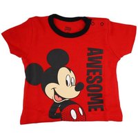 Disney Mickey Mouse T-Shirt Baby Jungen kurzarm Shirt Gr. 62 bis 86, 100% Baumwolle, Rot oder Weiß von disney mickey mouse