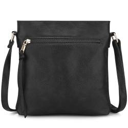 dobsechs Handtasche Damen Kleine Umhängetasche aus PU Leder Schultertasche für Frauen Schwarz Crossbody Bag mit verstellbarem Schultergurt von dobsechs