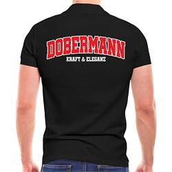 Männer Polo Shirt Dobermann Kraft & Eleganz (mit Rückendruck) Größe S - 5XL von dog like a boss