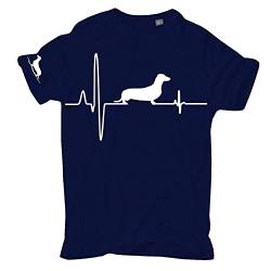 Männer und Herren T-Shirt Dackel Herzschlag (mit Rückendruck) Größe S - 5XL von dog like a boss