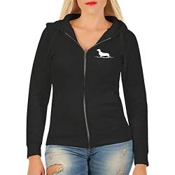 dog like a boss Frauen und Damen Kapuzenjacke Dackel Herzschlag (mit Rückendruck) Größe XS - XXL von dog like a boss