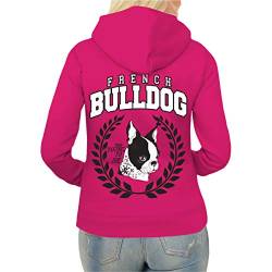 dog like a boss Frauen und Damen Kapuzenjacke French Bulldog 2021 (mit Rückendruck) Größe XS - XXL von dog like a boss