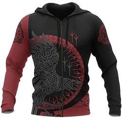Herren Viking Hoodies 3D Print Viking Warrior Casual Loose Zip Langarm Sweatshirt Pullover Jacke von domorebest