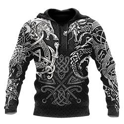 Herren Viking Langarm Hoodie Lässige Lose Mit Kapuze 3D Pullover Paar Tragen Pullover Hoodie von domorebest