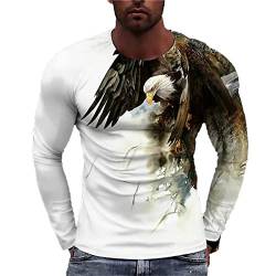 T-Shirt mit Adler Grafikdruck für Herren, Rundhalsausschnitt, langärmlige Sport T-Shirts von domorebest