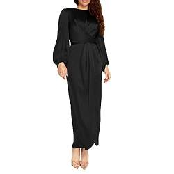 domorebest Dubai Abaya für Damen - Muslimische Kleidung Robe Bandage Satin Kaftan Kleid islamisch Ramadan Eid Arabische Kleider von domorebest