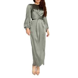 domorebest Dubai Abaya für Damen - Muslimische Kleidung Robe Bandage Satin Kaftan Kleid islamisch Ramadan Eid Arabische Kleider von domorebest