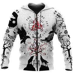 domorebest Herren Viking Hoodies 3D Print Viking Warrior Casual Loose Zip Langarm Sweatshirt Pullover Jacke, XL von domorebest