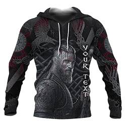 domorebest Herren bedruckter Hoodie lässiger Wikinger Krieger 3D Pullover Cosplay Kapuzenpullover von domorebest