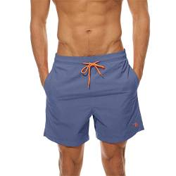 donhobo Badehose Herren Schnelltrocknend Boardshorts Männer Kurz Schwimmhose Strandshorts Beachshorts mit Mesh-Futter und Verstellbarem Tunnelzug (Graulila, M) von donhobo