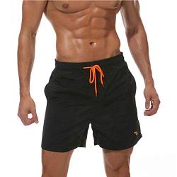 donhobo Badeshorts für Herren Schnelltrocknend Schwimmhose Badehose Jungen Beachshorts Boardshorts Strand Shorts Freizeit Sport Kurz Hose (Schwarz, S) von donhobo