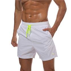 donhobo Badeshorts für Herren Schnelltrocknend Schwimmhose Badehose Jungen Beachshorts Boardshorts Strand Shorts Freizeit Sport Kurz Hose (Weiß, XL) von donhobo