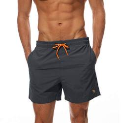 donhobo Badeshorts für Herren Schnelltrocknend Schwimmhose Badehose Jungen Strand Surf Freizeit Schwimmen Laufen Board Shorts (Dunkelgrau, 2XL) von donhobo