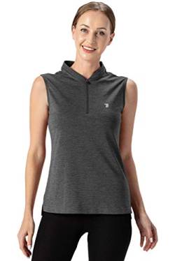 donhobo Damen Ärmelloses Sport Golf Poloshirt Quick Dry Athletic Tank Tops UPF 50+ Fitness Running Shirt (Dunkelgrau, XS) von donhobo
