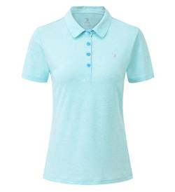 donhobo Damen Basic Casual Essentials 4-Knopf-Poloshirt Sommer Einfarbig Kurzarm T-Shirts Sports Quick Dry Polo Shirts (Blaugrün, XL) von donhobo