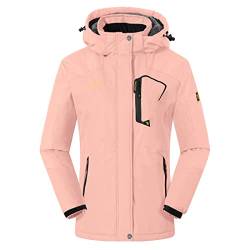 donhobo Damen Fleecejacke Winter Warm Softshelljacke Outdoor Skijacke Winddichte Wasserdicht Atmungsaktiv Regenmantel Funktionsjacke (Pink, XS) von donhobo