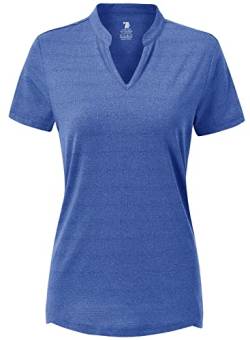 donhobo Damen Kurzärmeliges T-Shirt Mit V-Ausschnitt Klassischer Schnitt Kurzarm Oberteil Sommer Basic Sport Fitness Yoga Casual Tops (Blau, L) von donhobo