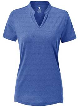 donhobo Damen Kurzärmeliges T-Shirt Mit V-Ausschnitt Klassischer Schnitt Kurzarm Oberteil Sommer Basic Sport Fitness Yoga Casual Tops (Blau, XXL) von donhobo