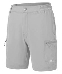 donhobo Damen Kurze Hose Wandern Cargo Shorts Stretch Golf Active Shorts Outdoor Sommer Schnelltrocknend Laufshorts mit Multi Taschen (Hellgrau, L) von donhobo