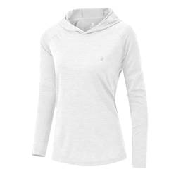 donhobo Damen Langarm Sportshirt Sweatshirt Laufshirt UPF 50+ Sonnenschutz Hoodies Laufen Yoga Tops mit Hut (Weiß, 2XL) von donhobo