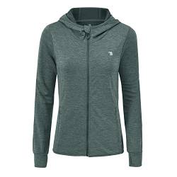 donhobo Damen Laufjacke Sportjacke Langarm Kapuzenjacke Trainingsjacke Sweatjacke Atmungsaktive mit Daumenloch und Tasche für Laufen Yoga Fitness (Cyan, XS) von donhobo